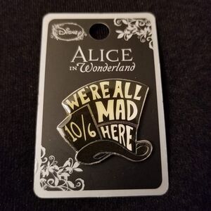 Disney Loungefly Alice In Wonderland Pin We're All Mad Here Mad Hatter Quote LF